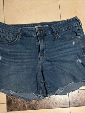 Old Navy Women's Dark Blue Frayed Denim Cutoff Shorts